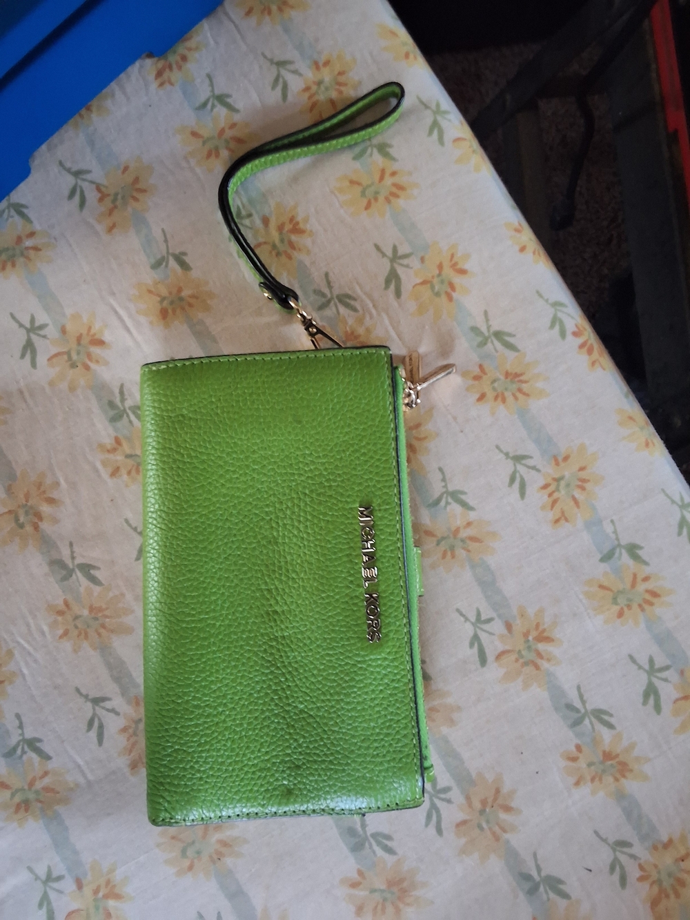 Michael Kors Green Pebbled Leather Wristlet